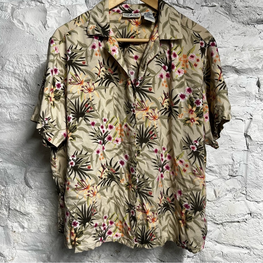 White Stag Woman Hawaiian Rayon shirt super soft